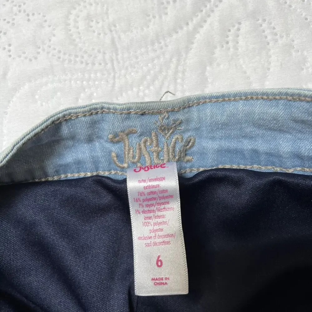 Justice Embroidered Jean Skort Size 6